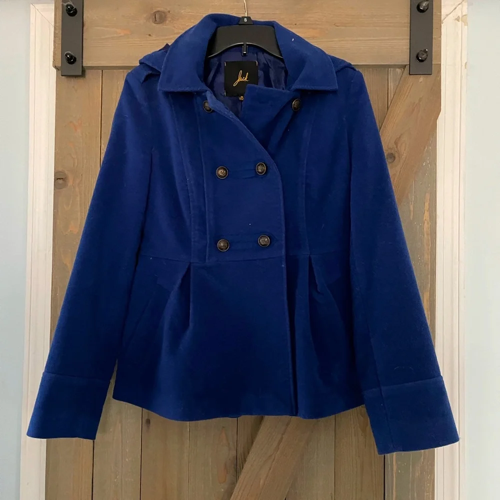 Royal blue double breasted short pea coat - Picture 1 of 5